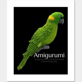 Amigurumi Parrot, white lettering Posters and Art